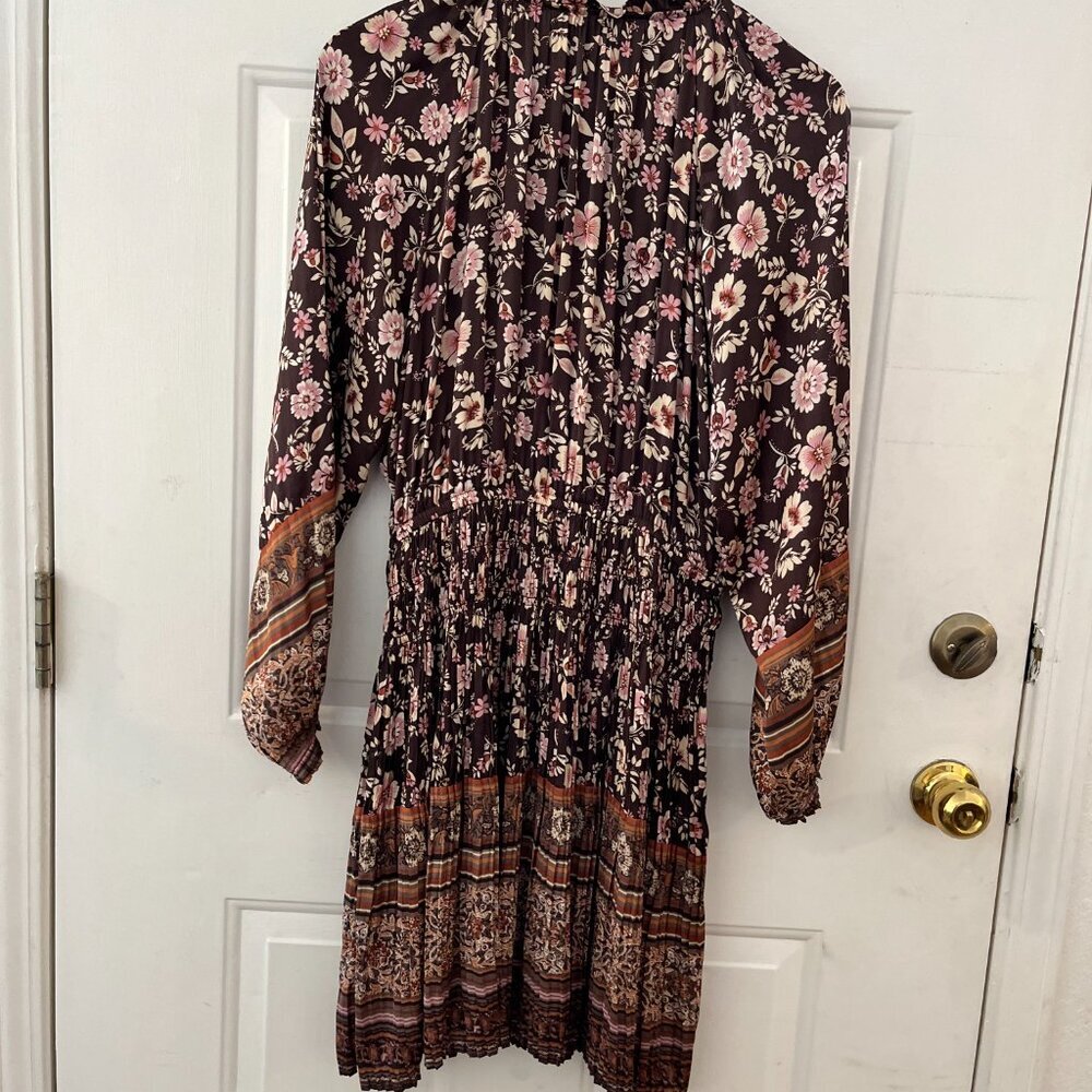 Anthropologie Brown/pink/cream Floral Mini Dress - Picture 7 of 12